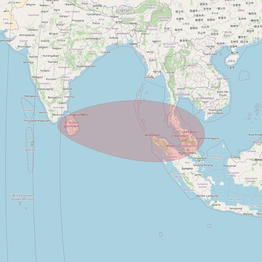 JCSat 1C at 150° E downlink Ku-band User Spot01 beam coverage map