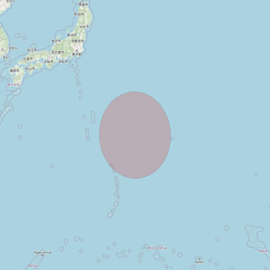 JCSat 1C at 150° E downlink Ku-band User Spot26 beam coverage map