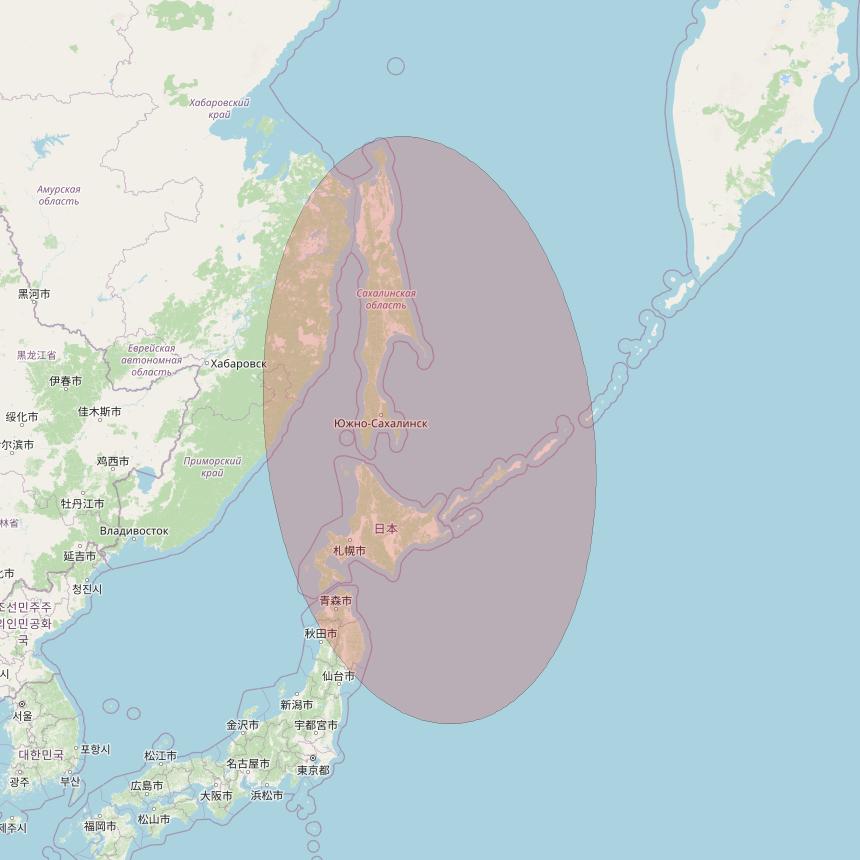 JCSat 1C at 150° E downlink Ku-band User Spot28 beam coverage map