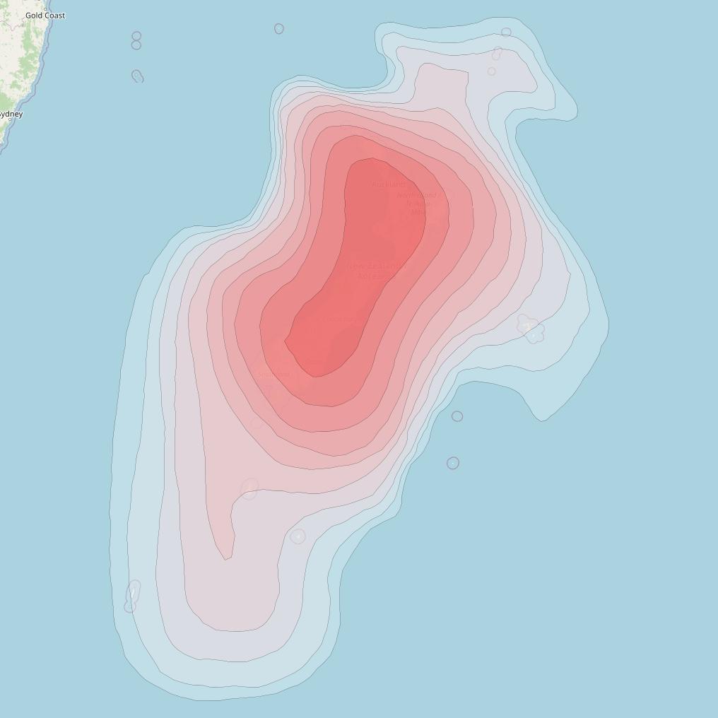 Optus D2 at 160° E downlink Ku-band FNZA Beam coverage map