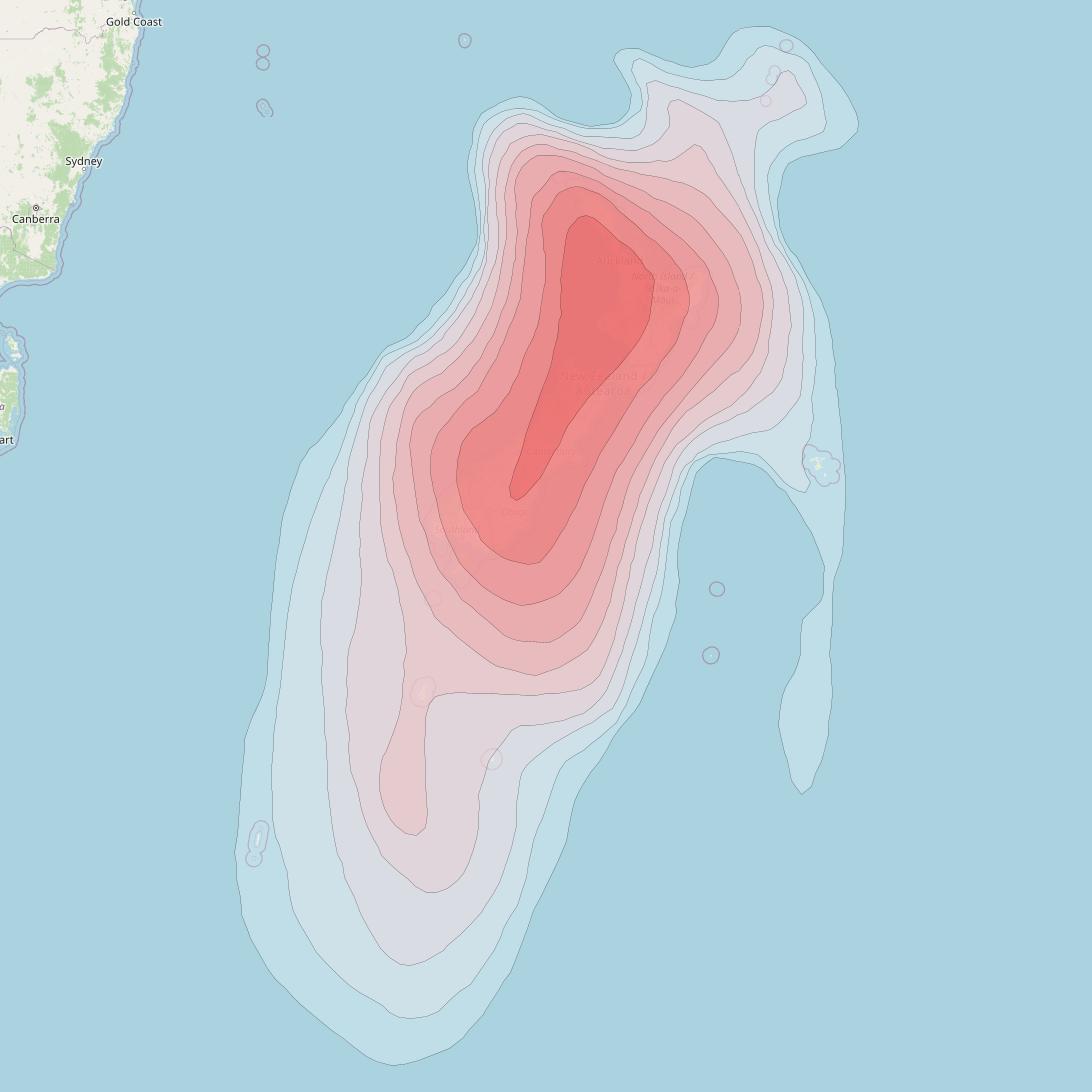 Optus D2 at 160° E downlink Ku-band FNZB Beam coverage map