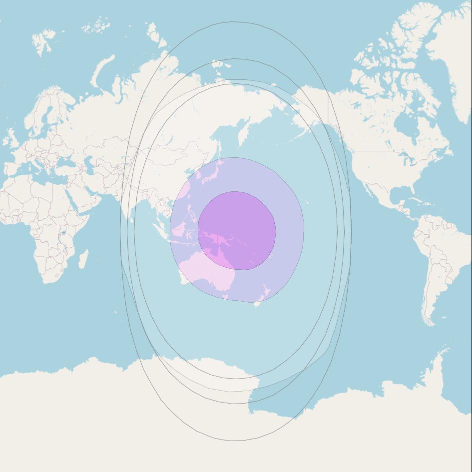 JCSat 2B at 154° E downlink C-band Global beam coverage map