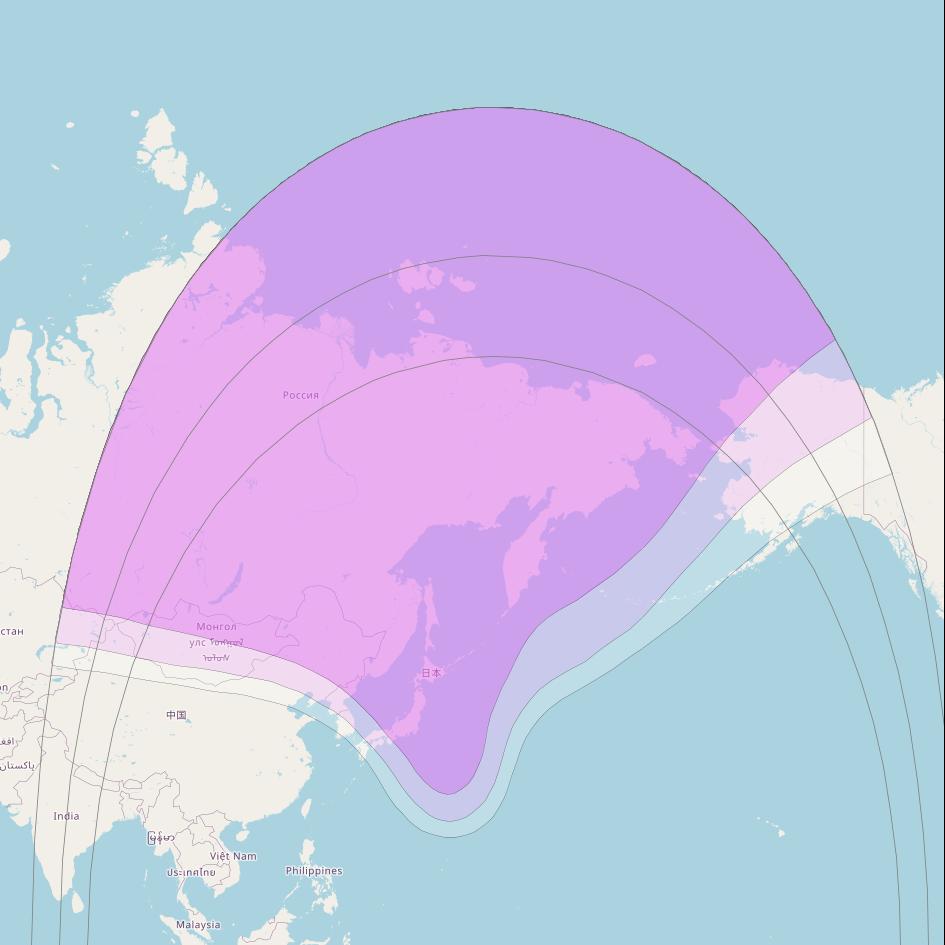 JCSat 2B at 154° E downlink C-band North beam coverage map