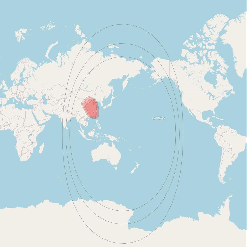 Optus C1 at 156° E downlink Ku-band East Asia and Hawaii Beam coverage map