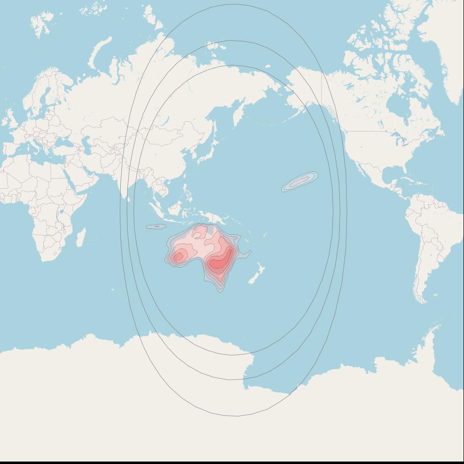 Optus C1 at 156° E downlink Ku-band NA Beam coverage map