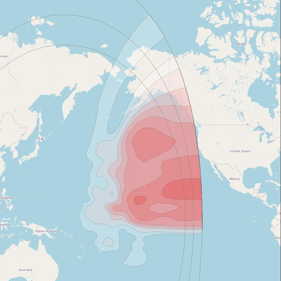 Intelsat 1R at 157° E downlink Ku-band East Pacific V beam coverage map