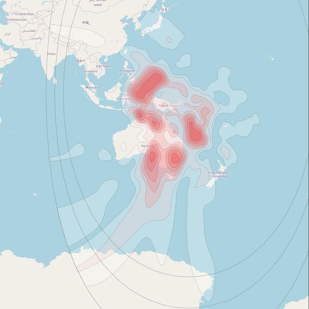 Intelsat 1R at 157° E downlink Ku-band Australia 1 beam coverage map