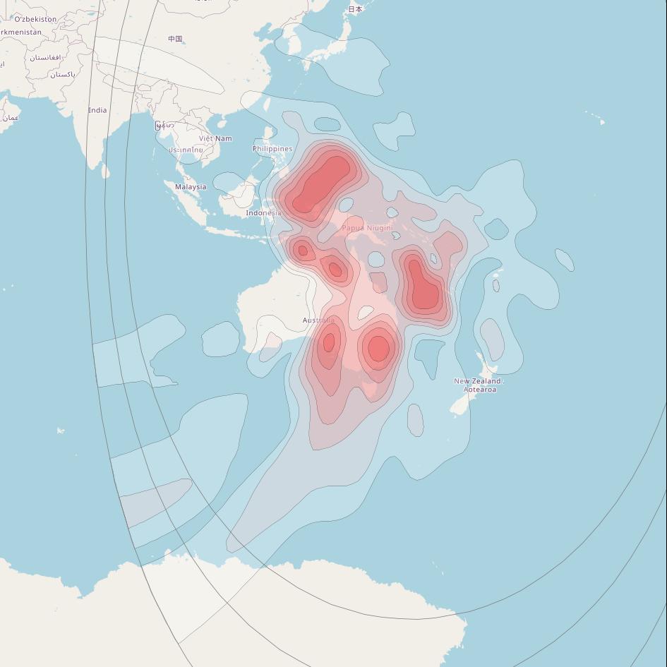 Intelsat 1R at 157° E downlink Ku-band Australia beam coverage map