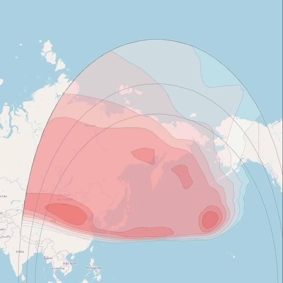 ABS-6 at 159° E downlink Ku-band Northern beam coverage map