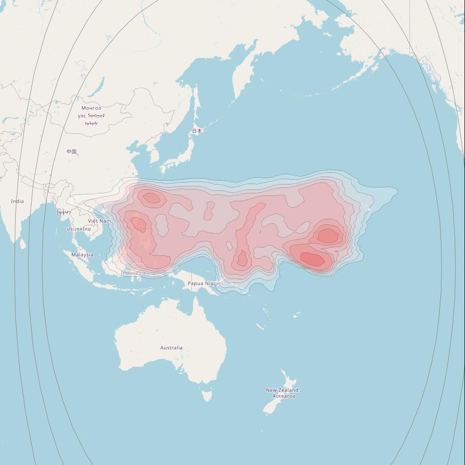 ABS-6 at 159° E downlink Ku-band Southern beam coverage map