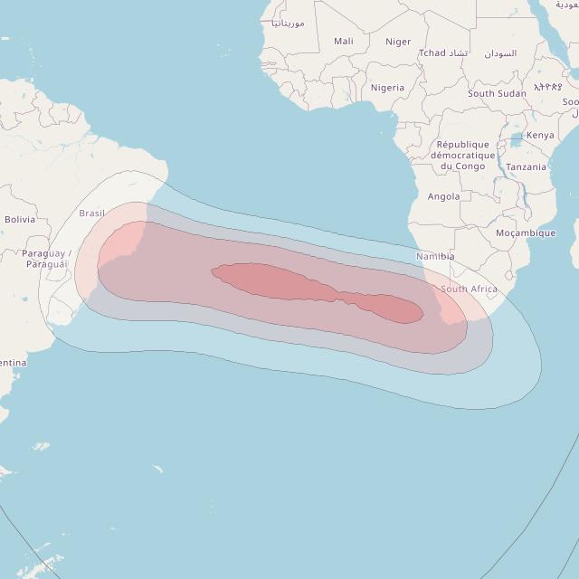 Telstar 12V at 15° W downlink Ku-band South Atlantic beam coverage map