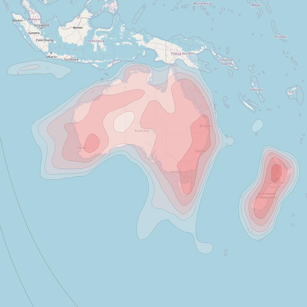 Optus D1 at 152° E downlink Ku-band FNANZ Beam coverage map