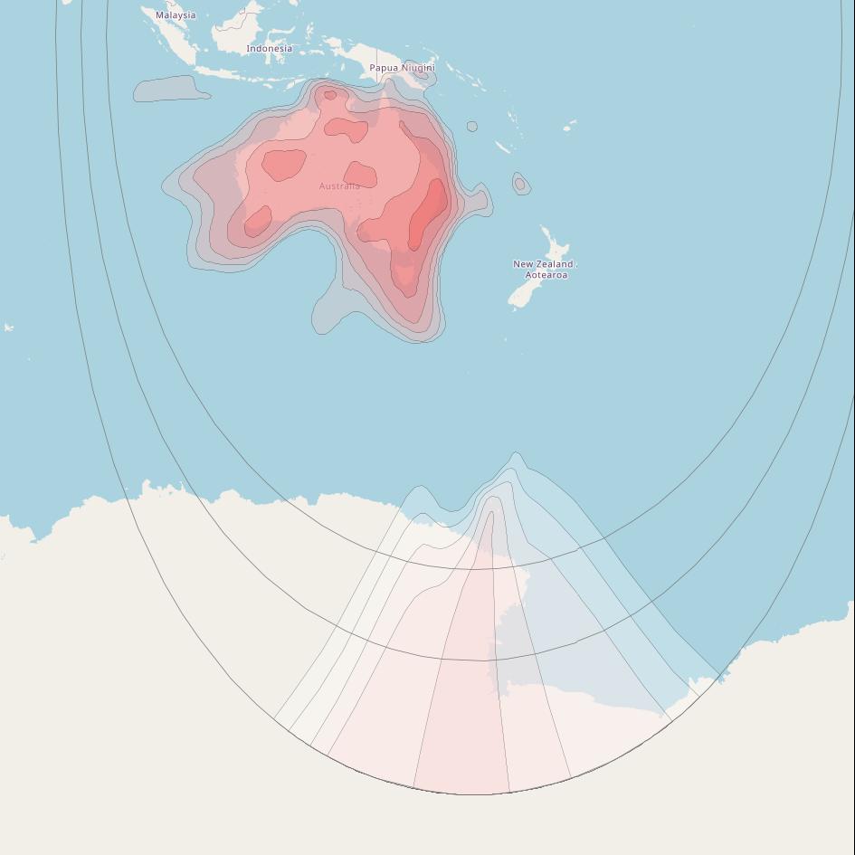 Optus D1 at 152° E downlink Ku-band FNB Beam coverage map