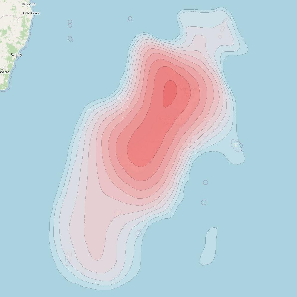 Optus D1 at 160° E downlink Ku-band FNZA Beam coverage map