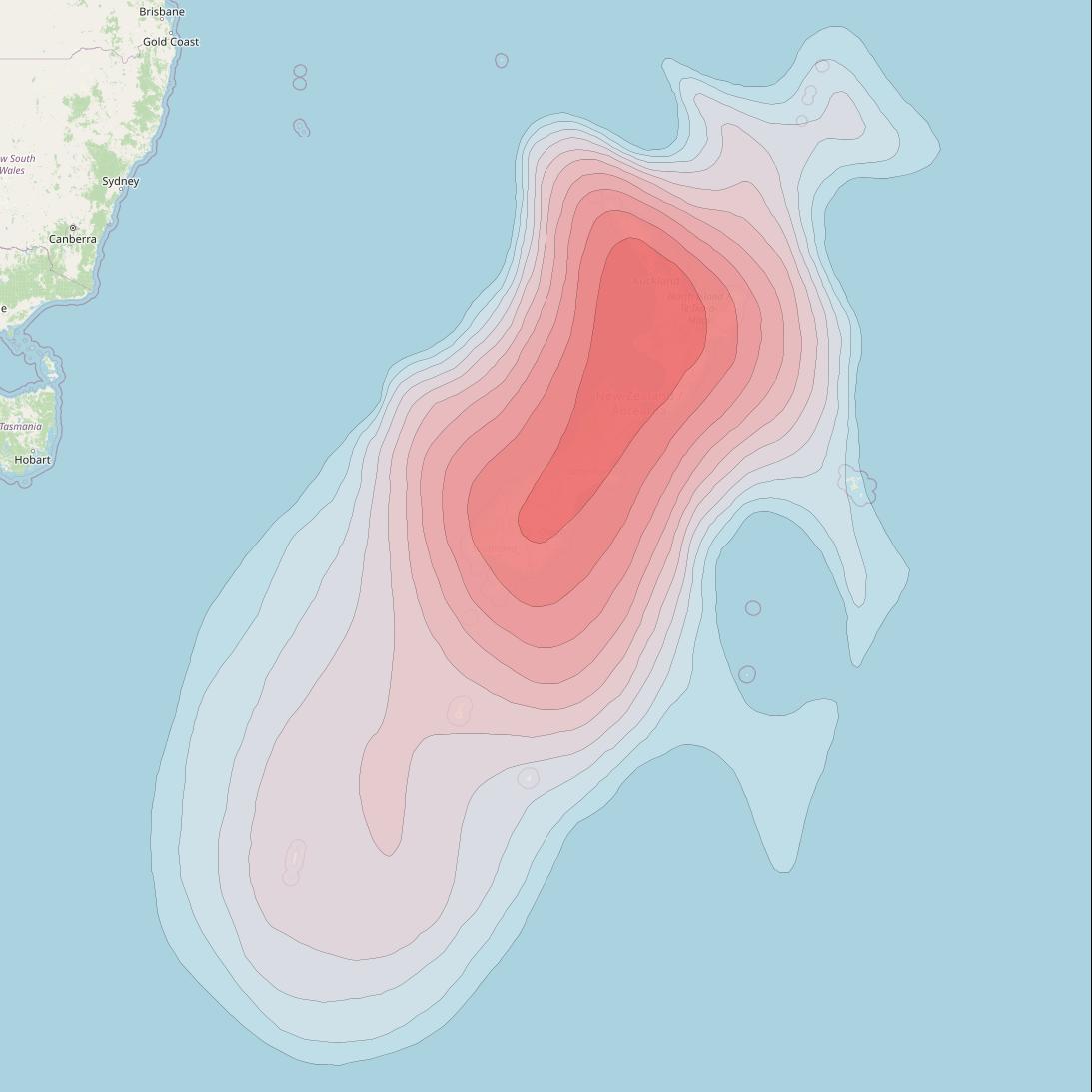Optus D1 at 152° E downlink Ku-band FNZB Beam coverage map