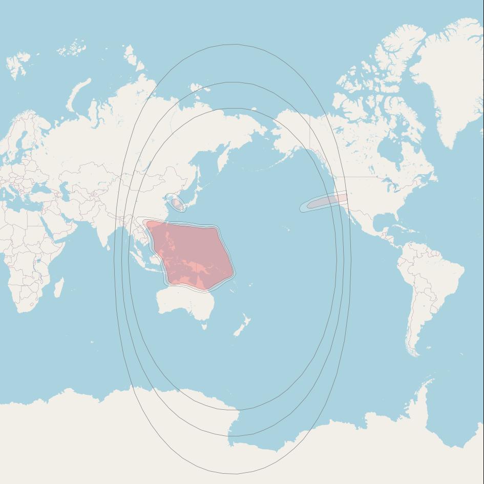 Intelsat 19 at 166° E downlink Ku-band South West Pacific (SWPKV) beam coverage map