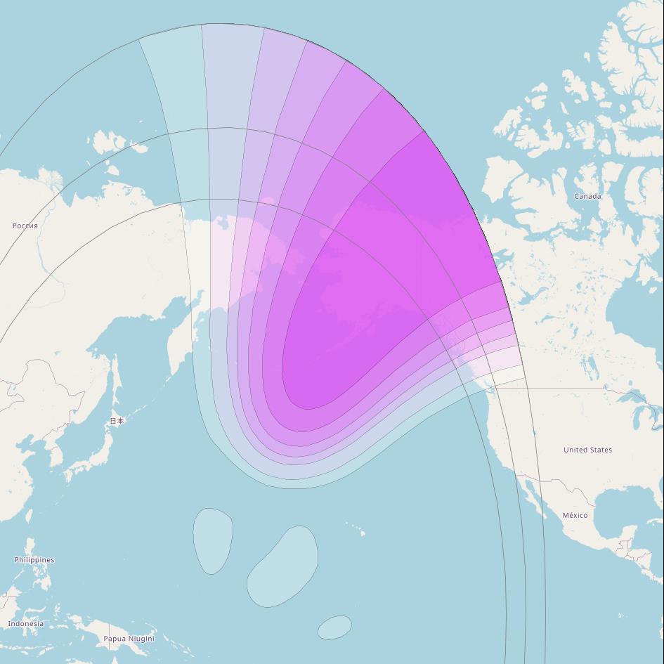 Horizons 3E at 169° E downlink C-band Spot A4 beam coverage map