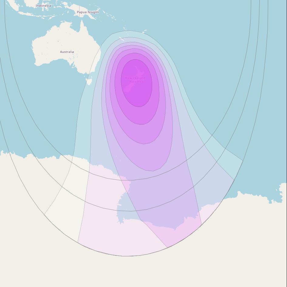 Horizons 3E at 169° E downlink C-band Spot A5 beam coverage map