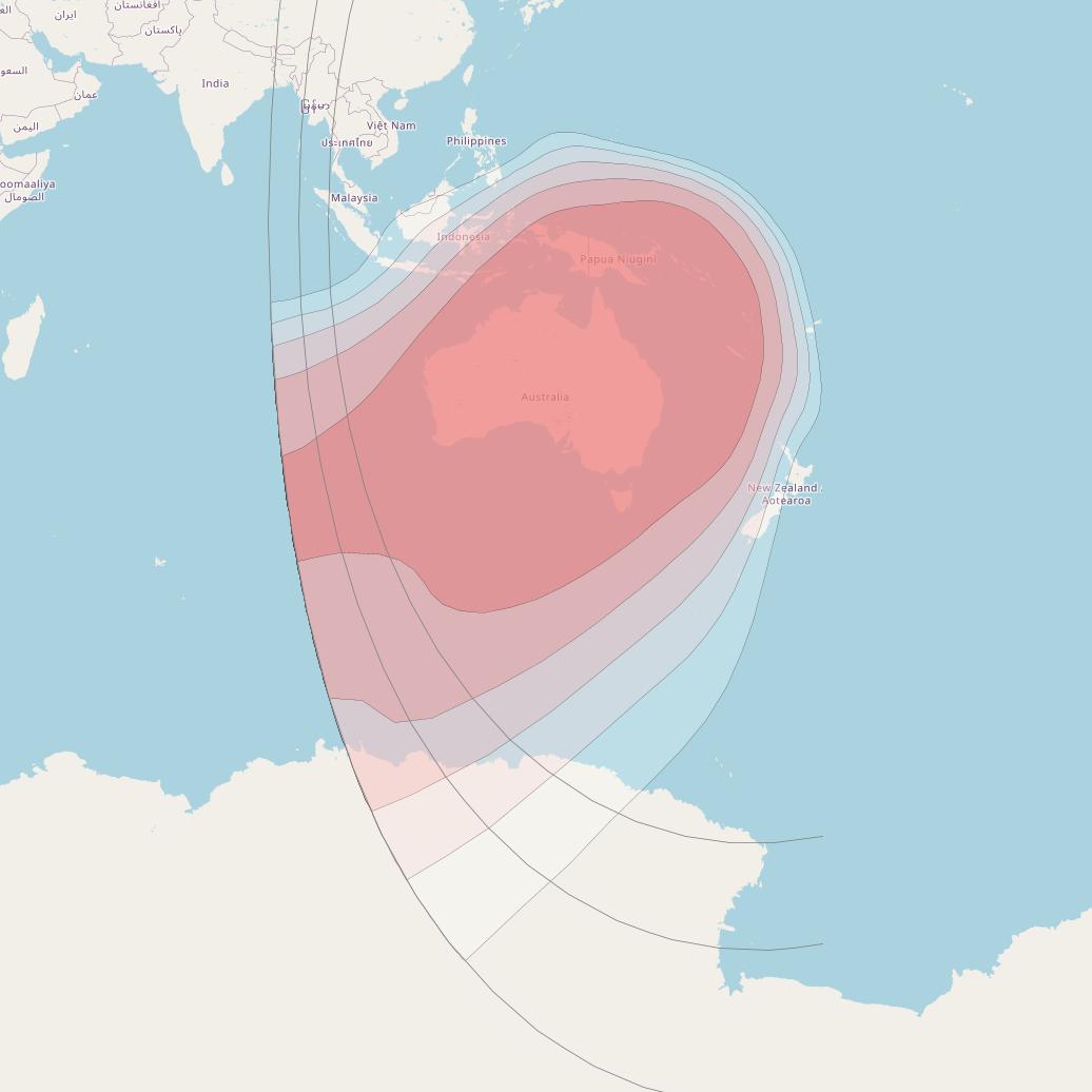 Horizons 3E at 169° E downlink Ku-band Spot P2 beam coverage map