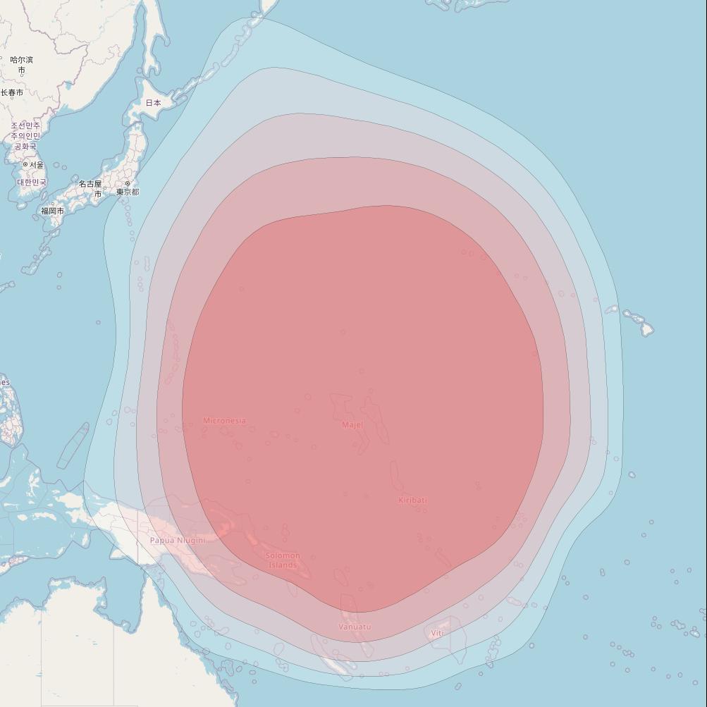 Horizons 3E at 169° E downlink Ku-band Spot P4 beam coverage map