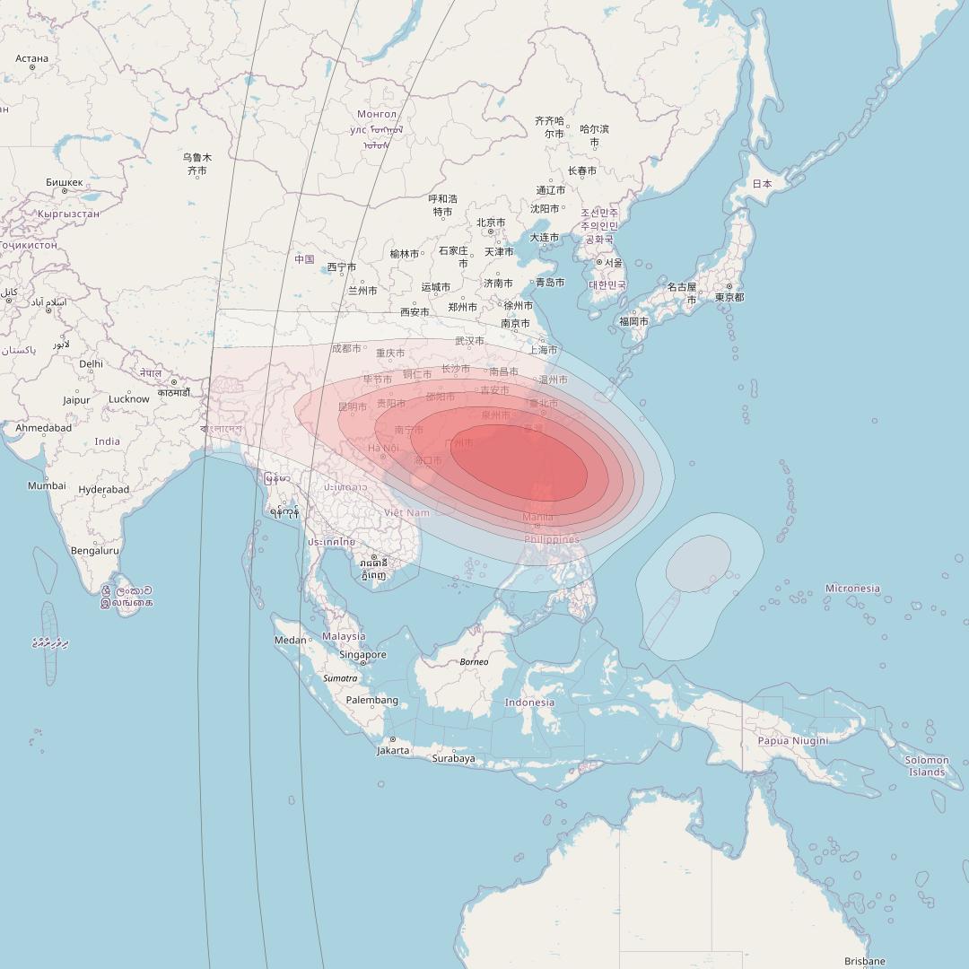 Horizons 3E at 169° E downlink Ku-band T2 Spot beam coverage map