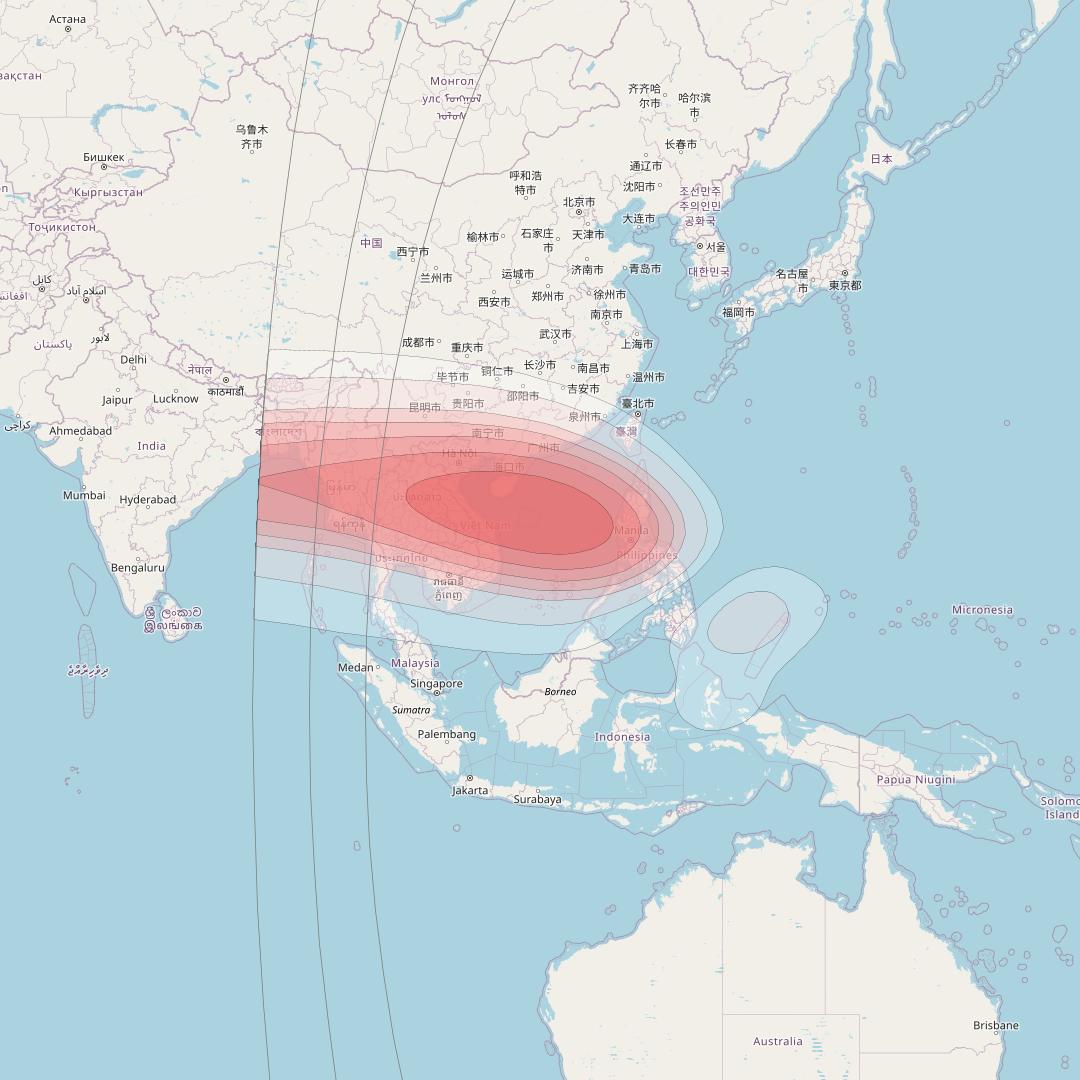 Horizons 3E at 169° E downlink Ku-band T3 Spot beam coverage map