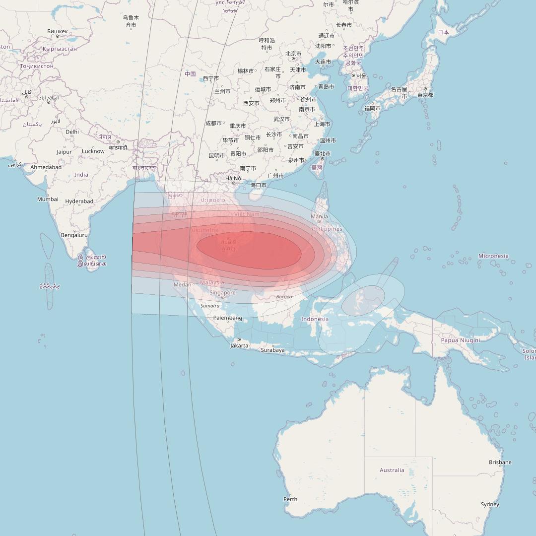 Horizons 3E at 169° E downlink Ku-band T4 Spot beam coverage map