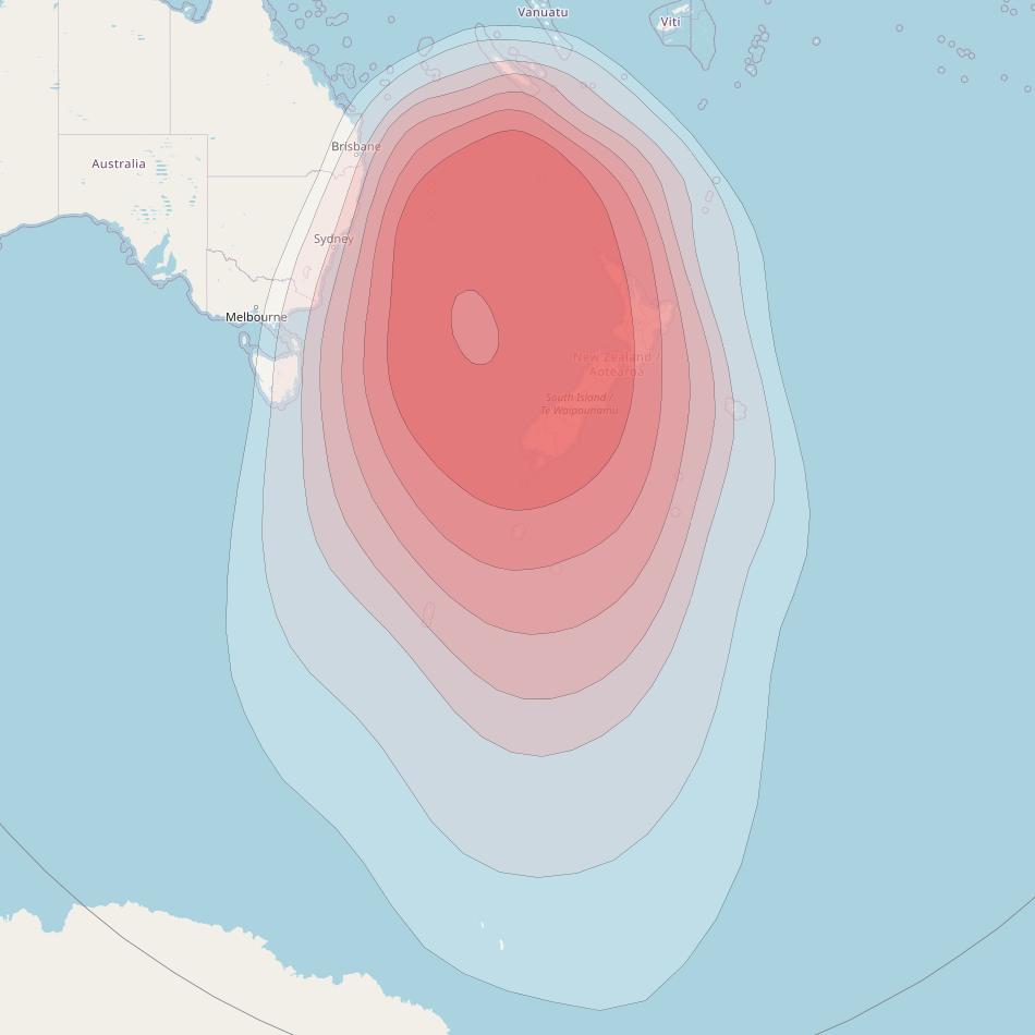 Horizons 3E at 169° E downlink Ku-band U14 Spot beam coverage map