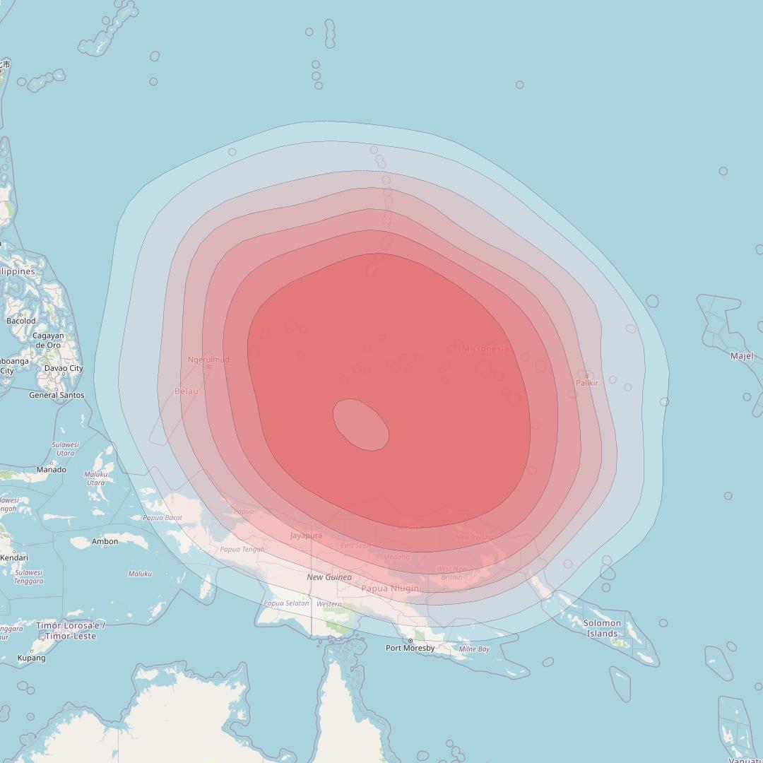 Horizons 3E at 169° E downlink Ku-band U19 Spot beam coverage map