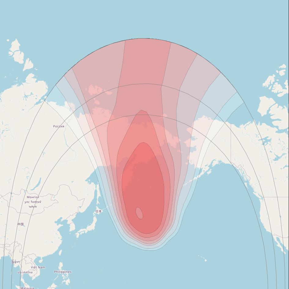 Horizons 3E at 169° E downlink Ku-band U4 Spot beam coverage map