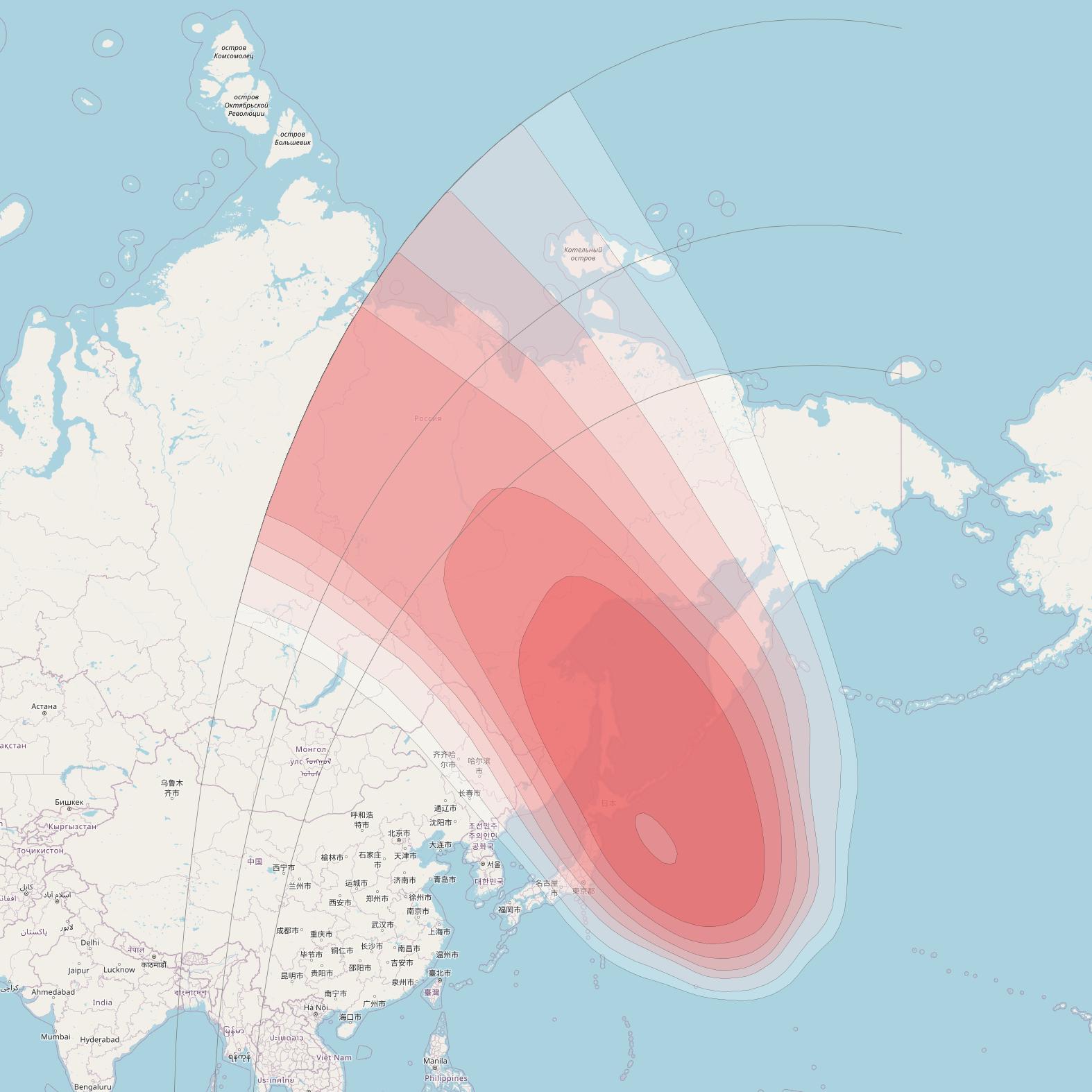 Horizons 3E at 169° E downlink Ku-band U5 Spot beam coverage map