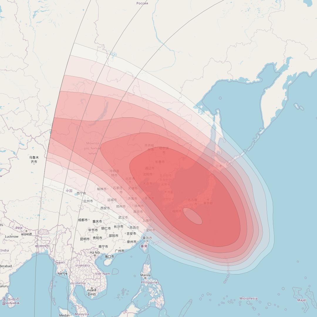 Horizons 3E at 169° E downlink Ku-band U6 Spot beam coverage map