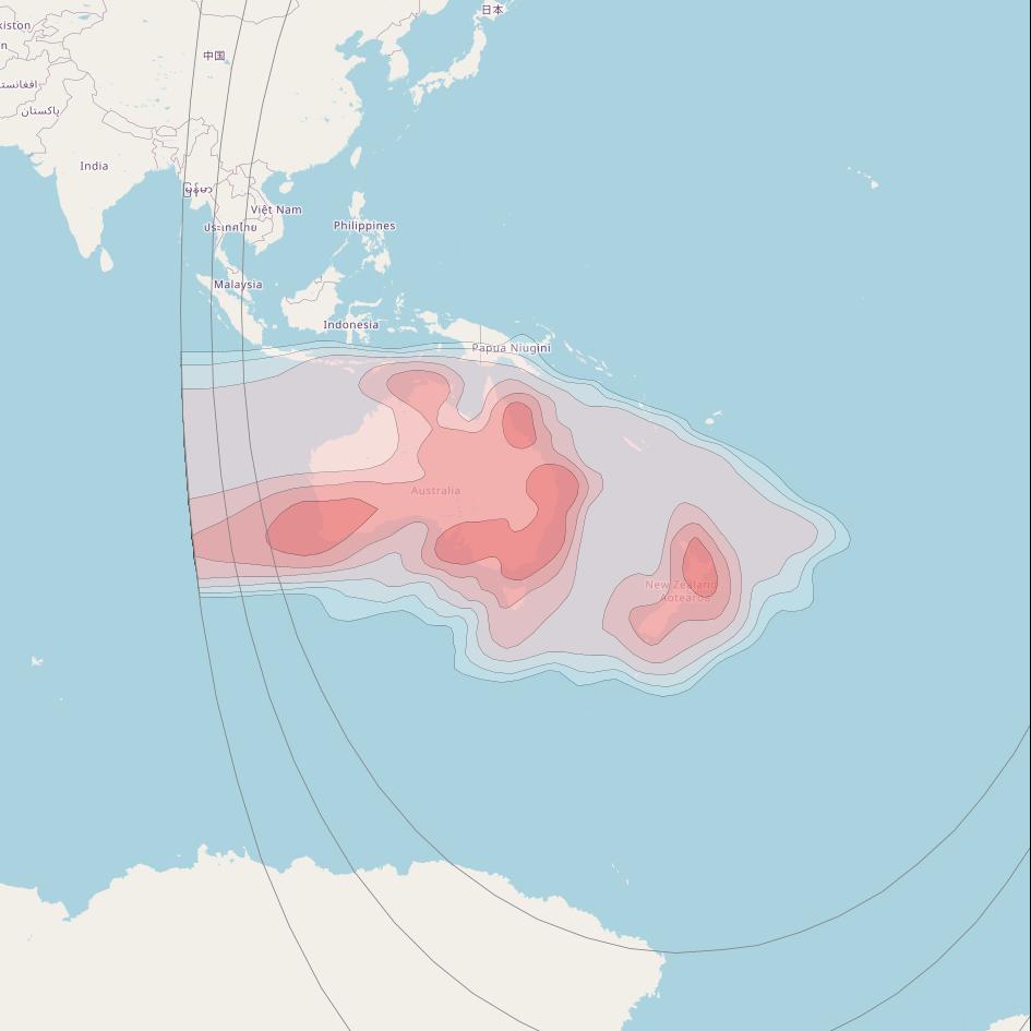 Eutelsat 174A at 174° E downlink Ku-band South Pacific beam coverage map