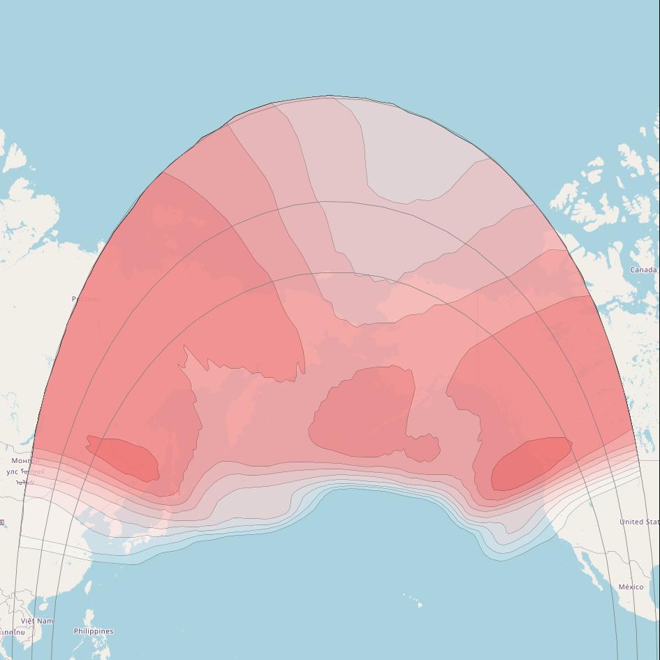 Yamal 300K at 177° W downlink Ku-band Northern 1 beam coverage map