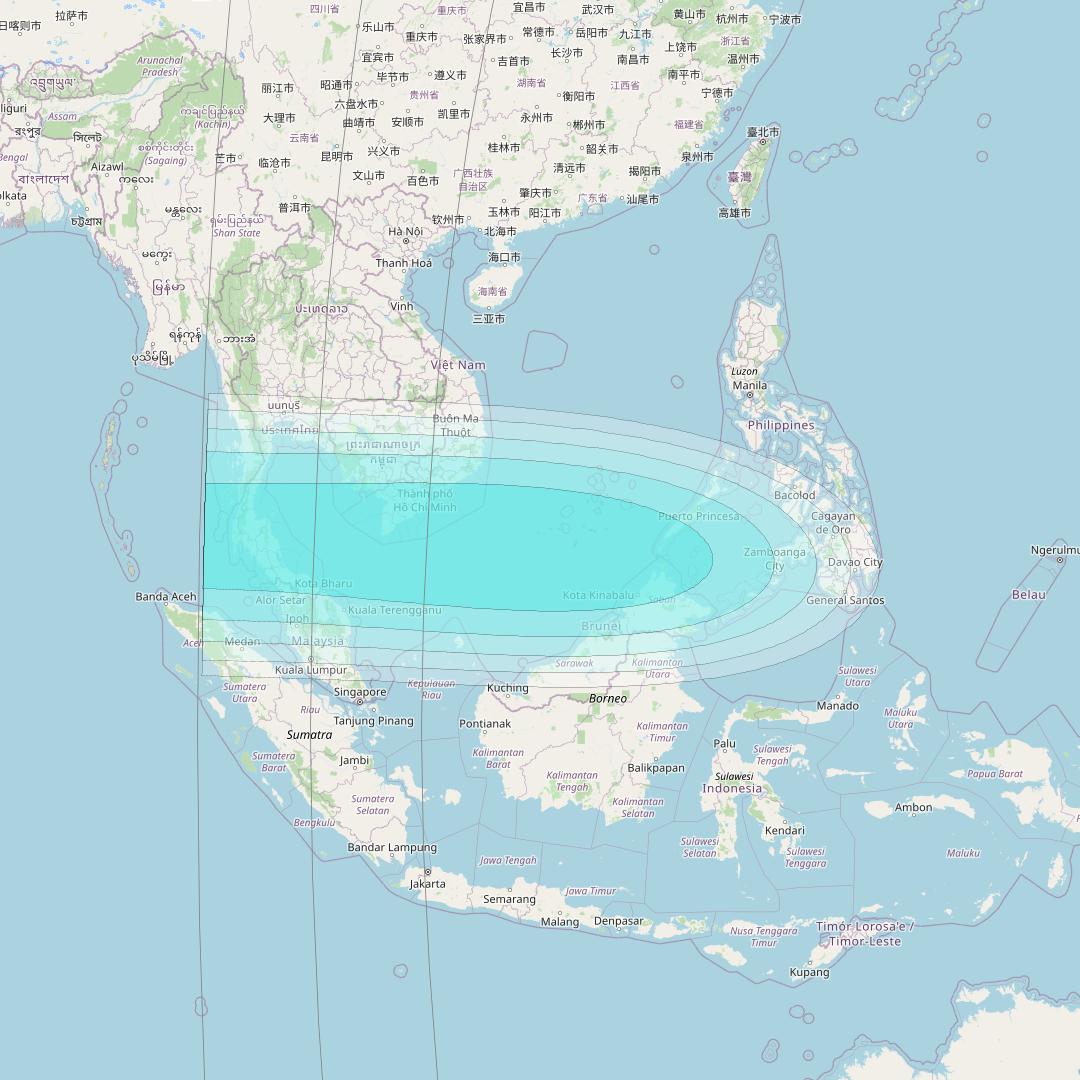 Inmarsat-4F1 at 178&deg; E downlink L-band F1S005 User Spot beam coverage map