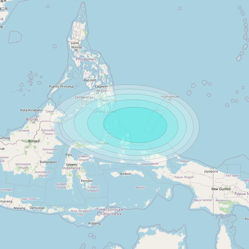 Inmarsat-4F1 at 178&deg; E downlink L-band F1S013 User Spot beam coverage map