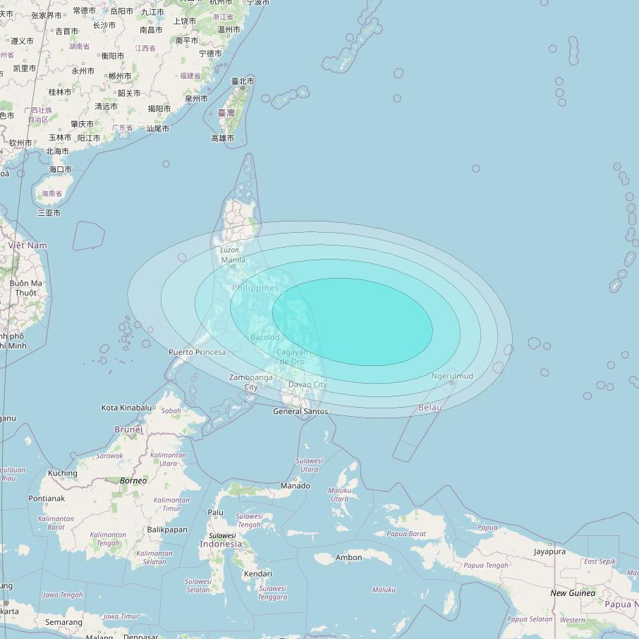 Inmarsat-4F1 at 178&deg; E downlink L-band F1S014 User Spot beam coverage map