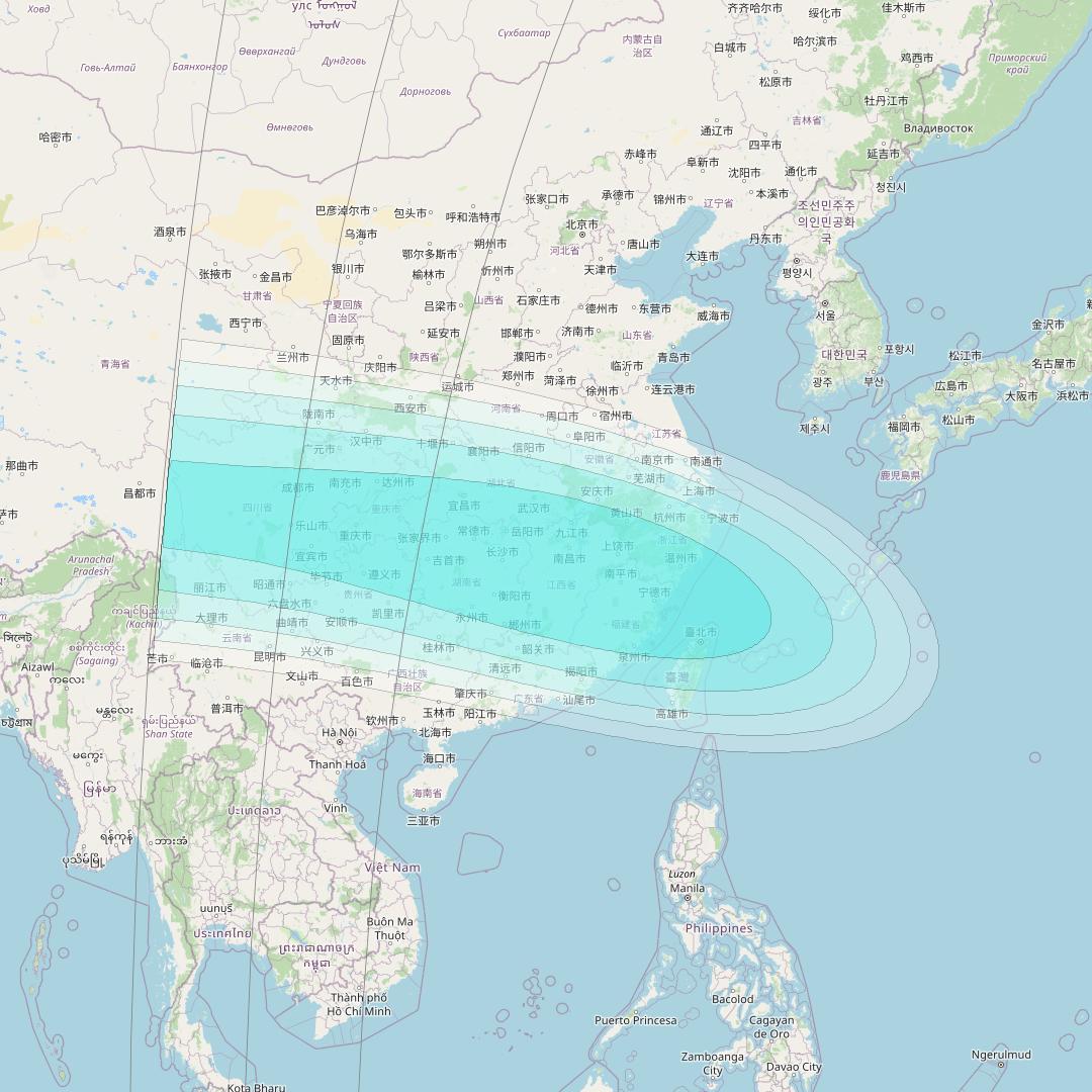 Inmarsat-4F1 at 178&deg; E downlink L-band F1S016 User Spot beam coverage map