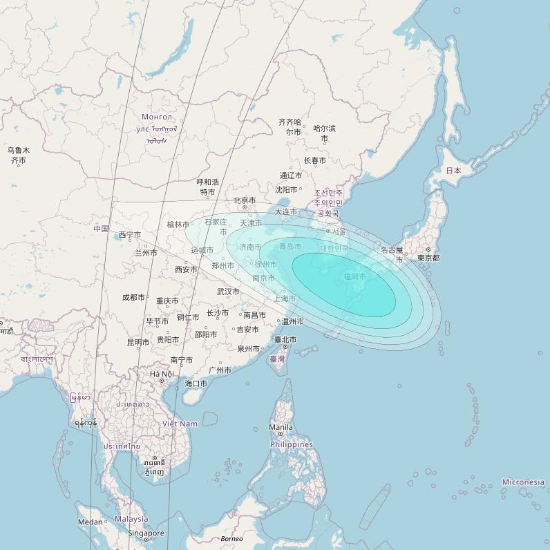 Inmarsat-4F1 at 178&deg; E downlink L-band F1S027 User Spot beam coverage map