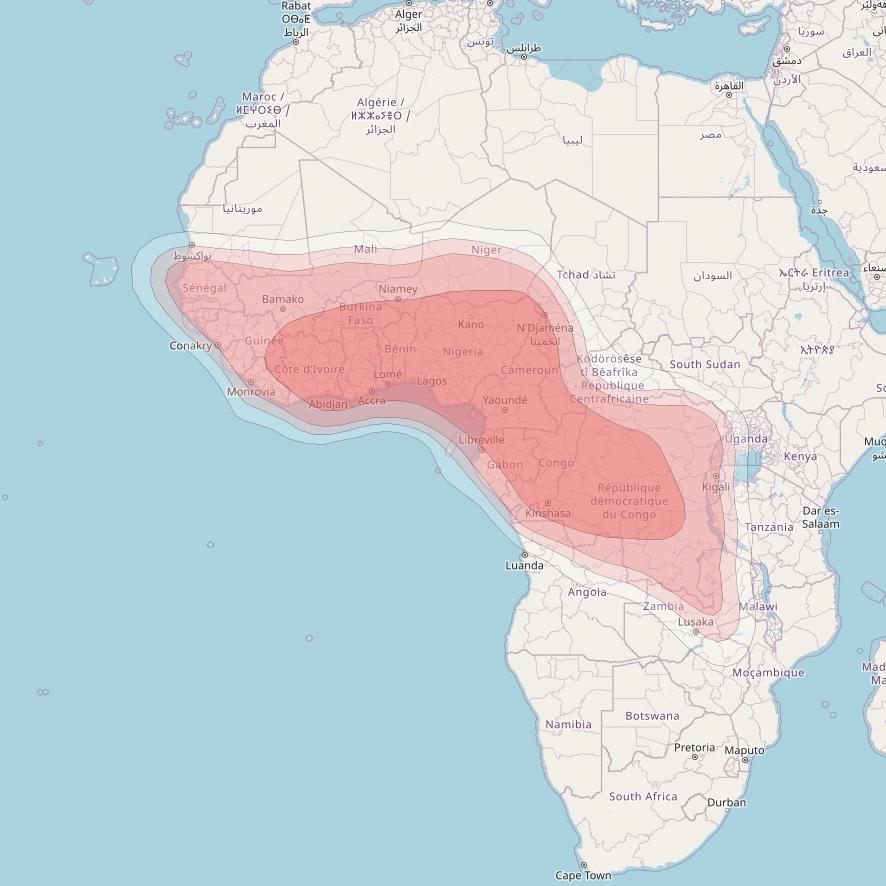 Amos 17 at 17° E downlink Ku-band Africa beam coverage map