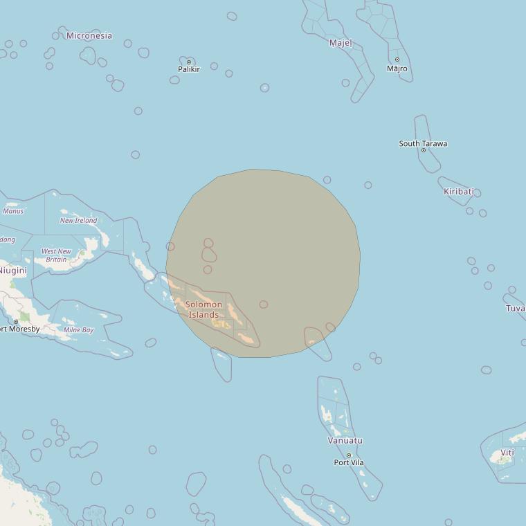 Inmarsat GX3 at 180° E downlink Ka-band S23DL Spot beam coverage map