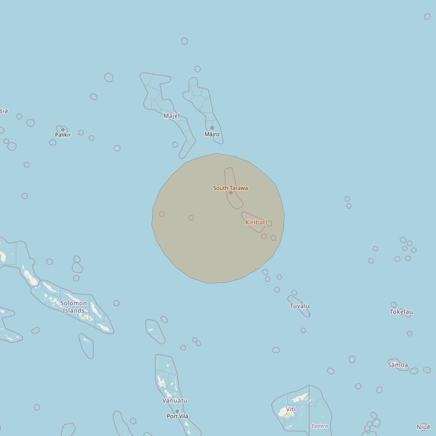 Inmarsat GX3 at 180° E downlink Ka-band S33DL Spot beam coverage map