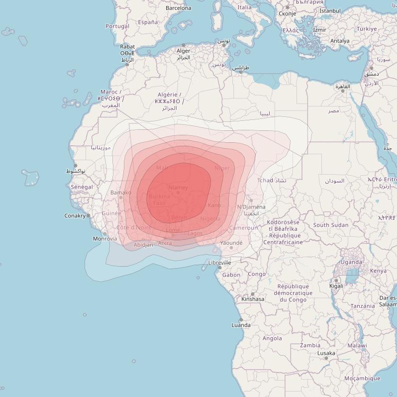 Intelsat 37e at 18° W downlink Ku-band Spot18 User beam coverage map