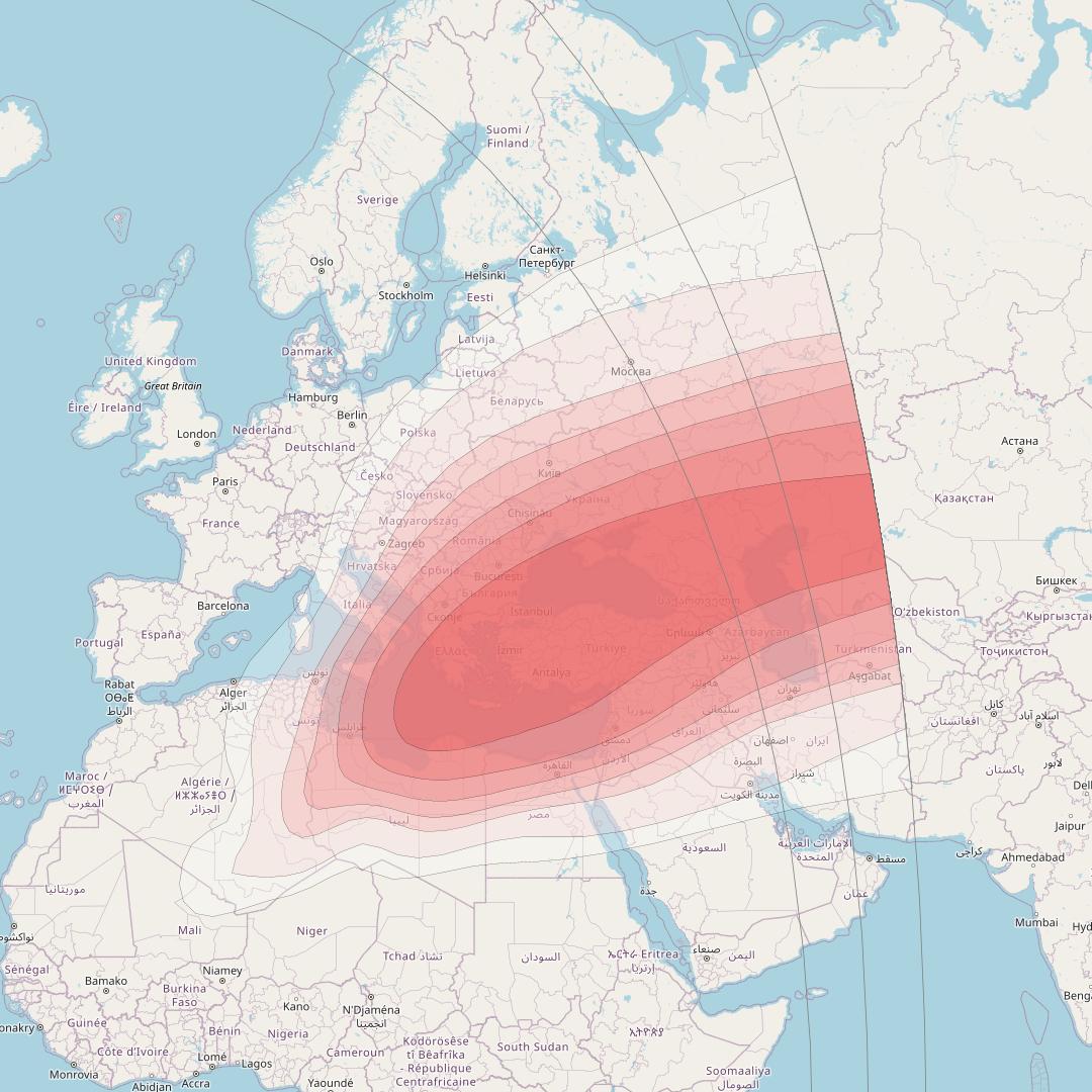 Intelsat 37e at 18° W downlink Ku-band Spot27 User beam coverage map