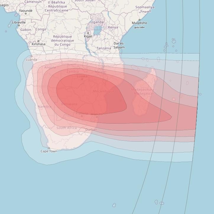 Intelsat 37e at 18° W downlink Ku-band Spot33 User beam coverage map