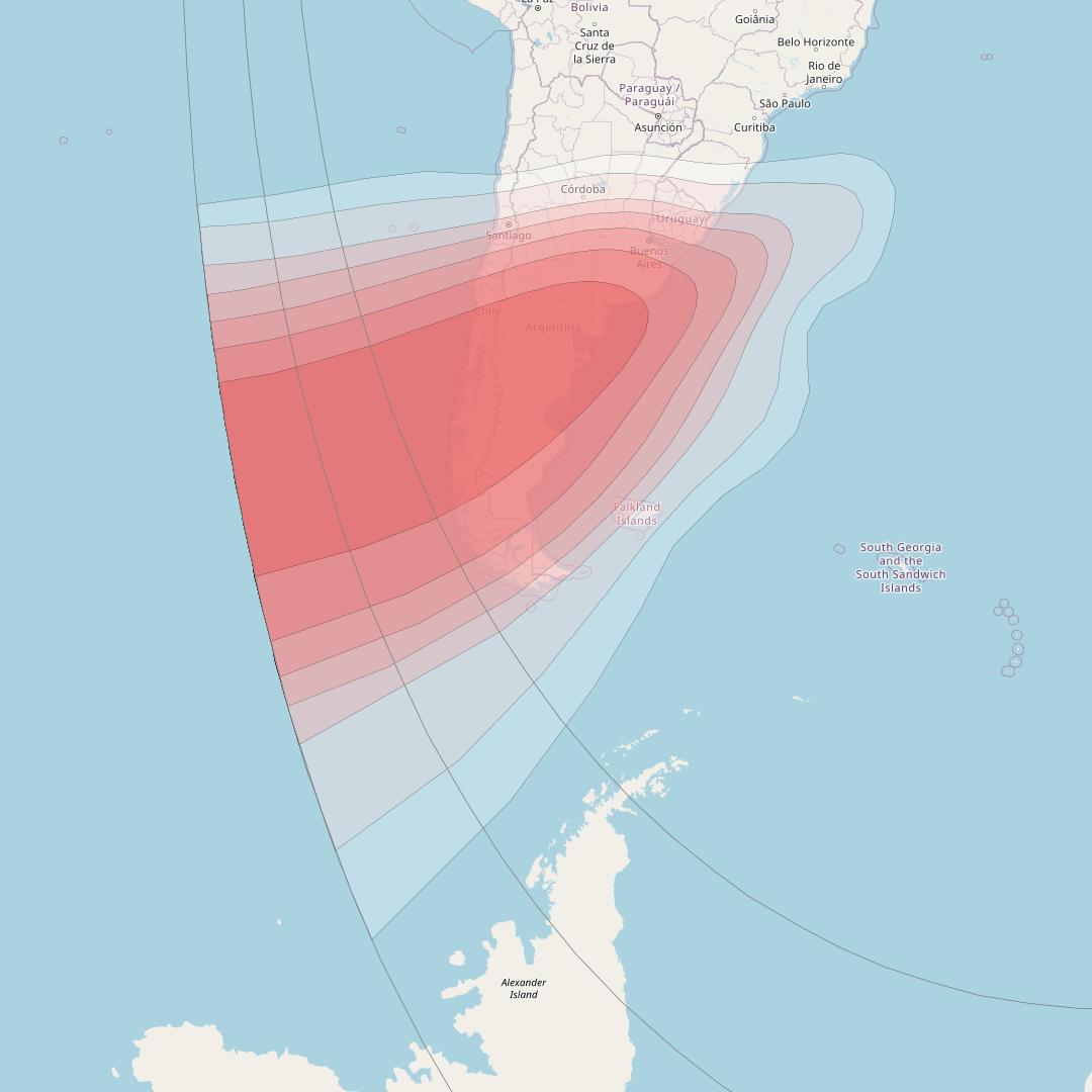 Intelsat 37e at 18° W downlink Ku-band Spot54 User beam coverage map