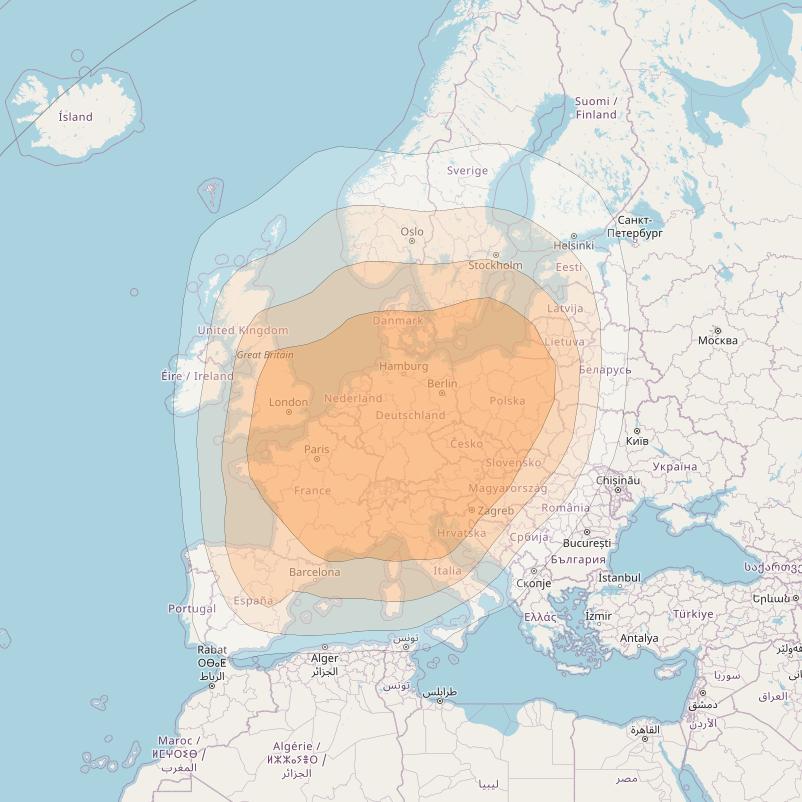 Astra 1L at 19° E downlink Ka-band Europe Beam coverage map