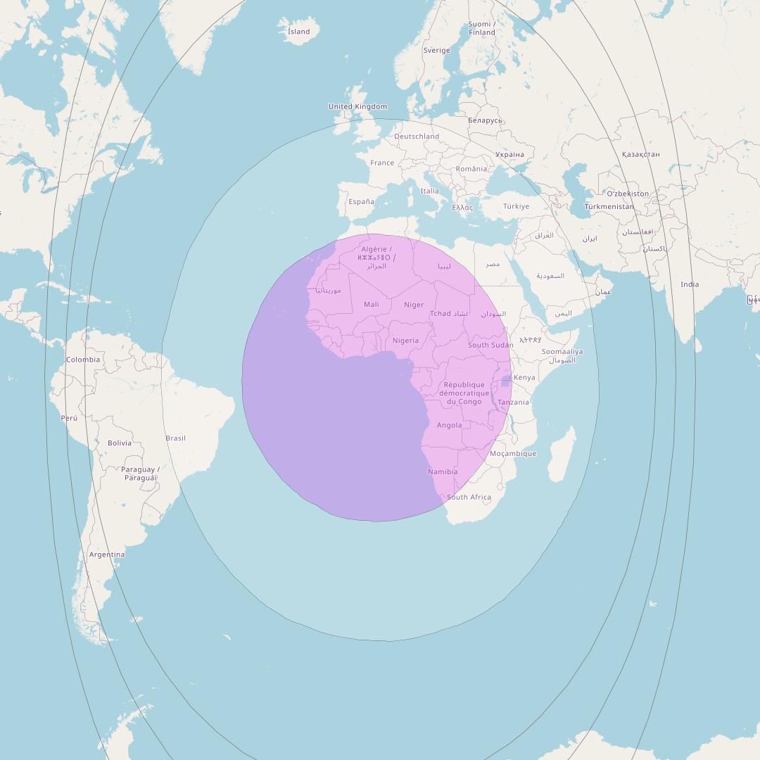 Intelsat 10-02 at 1° W downlink C-band Global Beam coverage map