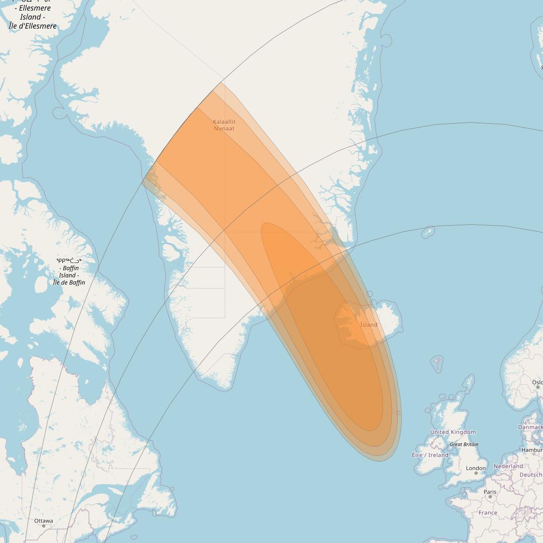 Thor 7 at 1° W downlink Ka-band Spot 07 beam coverage map