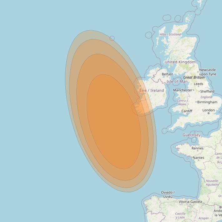 Thor 7 at 1° W downlink Ka-band Spot 08 beam coverage map